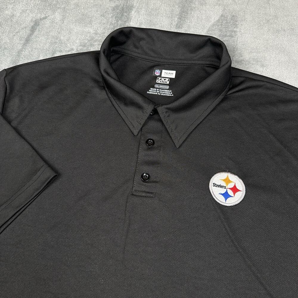 NFL Team Apparel Steelers Polo Men's 3XL Black Embroidered Football Shirt